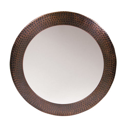 The Copper Factory Hammered Copper Framed Round Mirror