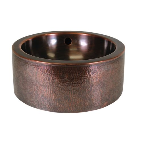The Copper Factory Hand Hammered Copper Concave Undermount Bathroom Sink