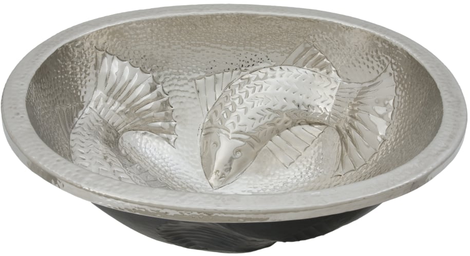 Thompson Traders 23-1221-C Polished Nickel Renovations Drop In / Undermount Wrasse Oval Handcrafted Fish Design Sink from the Renovations Collection 23-1221