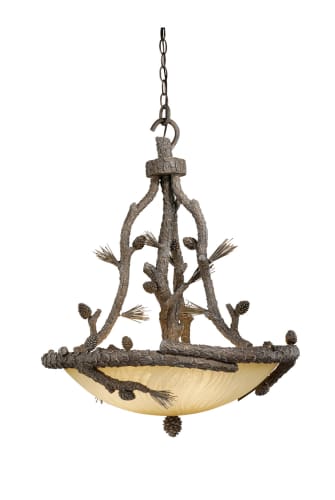 Vaxcel Lighting AS-PDU250PT Pine Tree Pendants Rustic / Country Four Light Down Lighting Bowl Pendant from the Aspen Collection