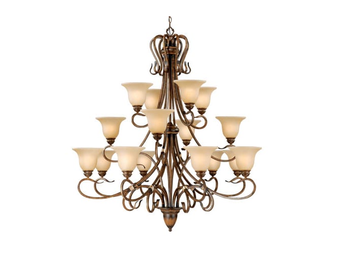 Vaxcel Lighting BE-CHU016AW Aged Walnut Chandeliers Transitional Sixteen Light Up Lighting Three Tier Chandelier from the Berkeley Collection