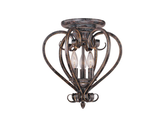 Vaxcel Lighting CC35903AZ Aztec Bronze Ceiling Fixtures Tuscan Three Light Up Lighting Flush Mount Ceiling Fixture from the Mont Blanc Collection