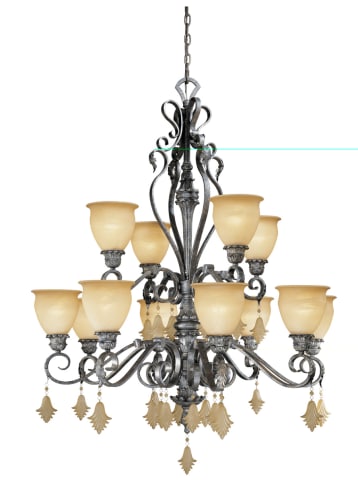 Vaxcel Lighting MM-CHU012AE Athenian Bronze Chandeliers Tuscan Twelve Light Up Lighting Two Tier Chandelier from the Montmarte Collection