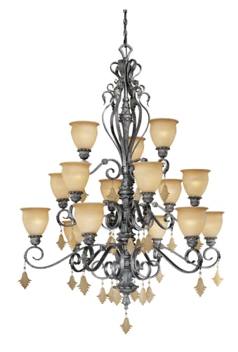 Vaxcel Lighting MM-CHU015AE Athenian Bronze Chandeliers Tuscan Fifteen Light Up Lighting Three Tier Chandelier from the Montmarte Collection