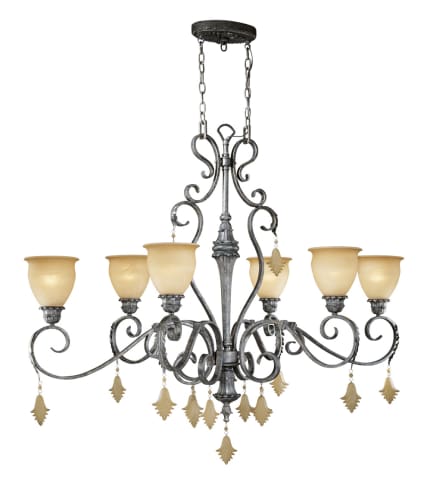 Vaxcel Lighting MM-PDU510AE Athenian Bronze Chandeliers Tuscan Six Light Up Lighting Oval Chandelier from the Montmarte Collection