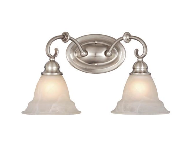 Vaxcel Lighting OM-VLD002SN Satin Nickel Omni Transitional Two Light Down Lighting 17.25 Wide Bathroom Fixture from the Omni Collection OM-VLD002