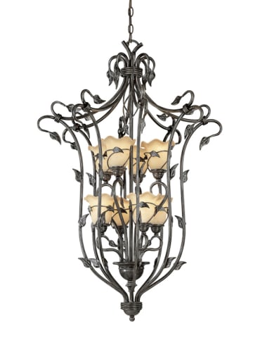 Vaxcel Lighting PD38808OL Oil Shale Pendants Transitional Eight Light Up Lighting Foyer Pendant from the Vine Collection