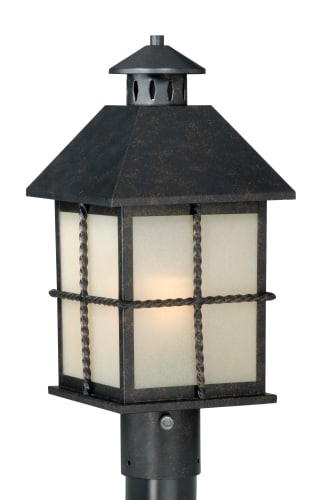 Vaxcel Lighting T0028 Gold Stone Post Lights 1 Light Post Light with CrA me Cognac Glass from the Savannah Collection