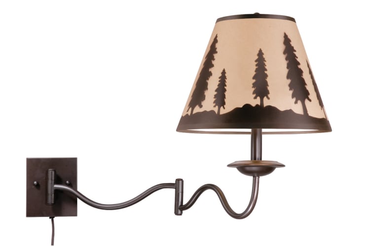 Vaxcel Lighting WL55512BBZ Burnished Bronze Yosemite Rustic / Country Single Light Up Lighting Pine Tree Swing Arm Wall Sconce from the Yosemite Collection WL55