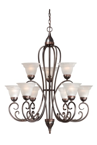 Vaxcel Lighting NI-CHU009ORZ Oil Brushed Bronze Chandeliers 9 Light Up Lighting Two Tier Chandelier from the Nice Collection