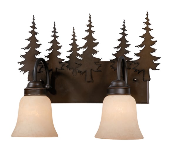 Vaxcel Lighting VL55502BBZ Burnished Bronze Yosemite Rustic / Country Two Light Down Lighting Pine Tree 16.63 Wide Bathroom Fixture from the Yosemite Collectio