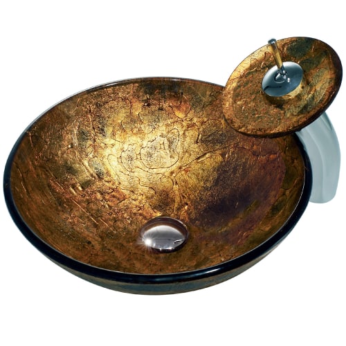 Vigo Copper Shapes Vessel Sink and Waterfall Faucet