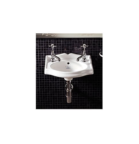 Alfi Trade AR035 14.75 in. China Series small rectangular wall mount china basin with integrated oval bowl backsplash decorative trim and overflow- White