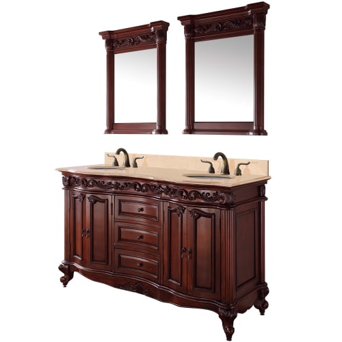 Wyndham Collection WCA901660CHIV Cherry / Ivory Top Eleanor 60 Eleanor Floor-Standing Traditional Vanity Set - Including Cabinet, Vanity Top, and Undermount Si