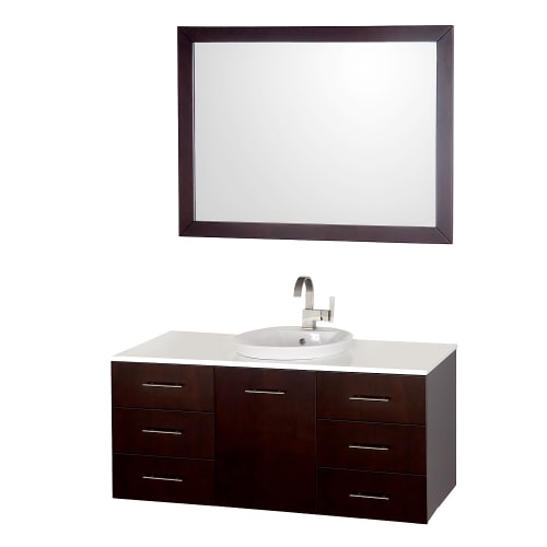Wyndham Collection WCSB40048ESWH Espresso / White Top Arrano Arrano Vanity Set 48 Wall Mounted WC-B400-48
